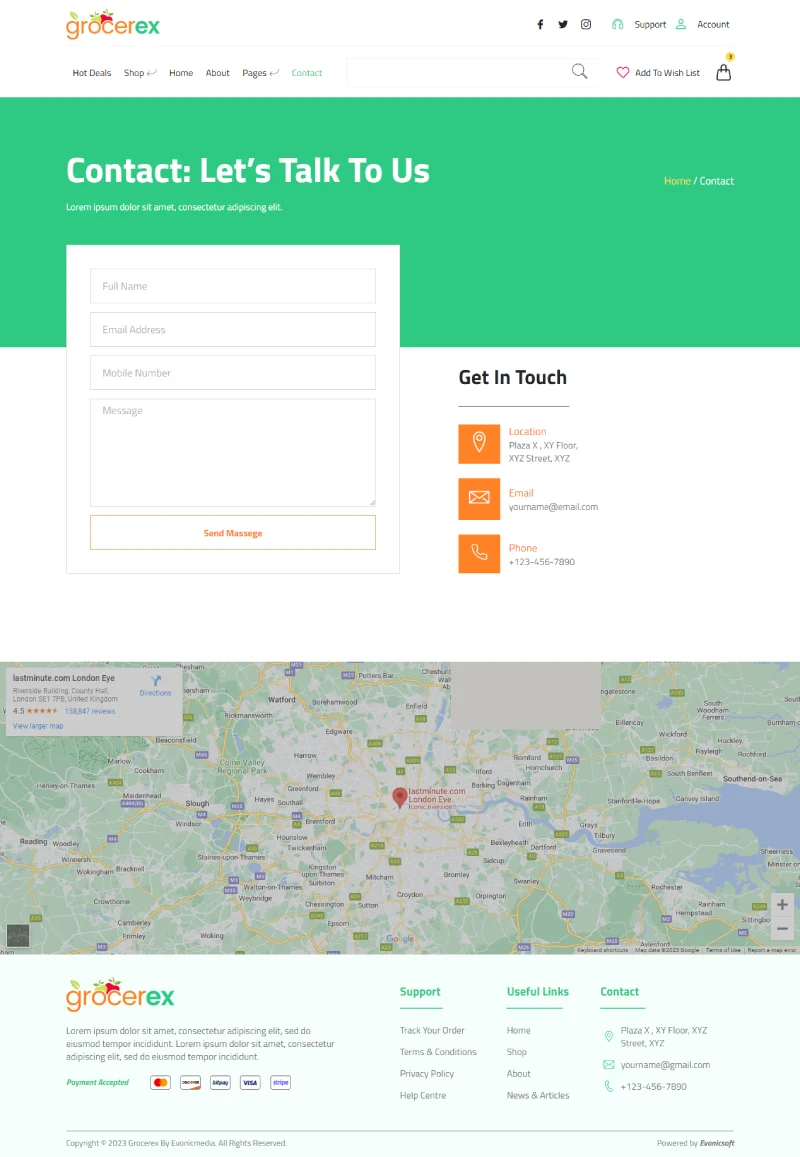 电商 Elementor 模板联系页面预览