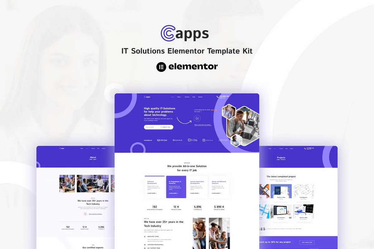 IT技术服务机构Elementor网站模板_一键导入快速建站插图-WP资源海 IT互联网 Elementor 网站模板封面
