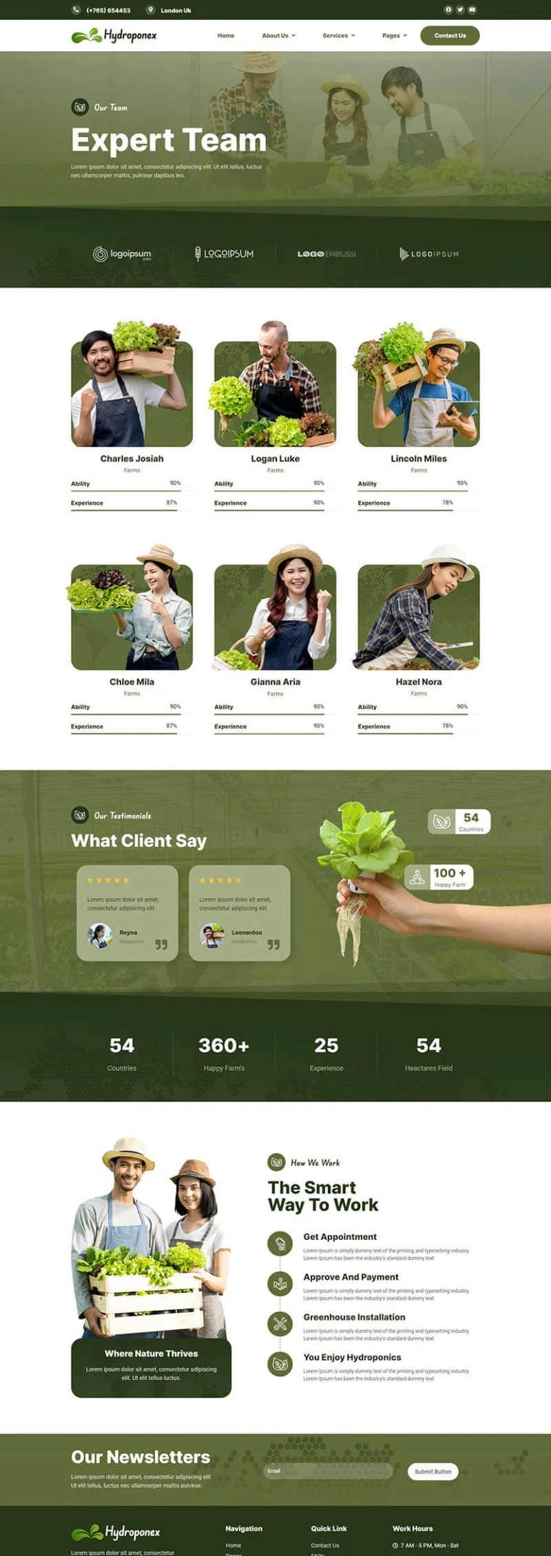 水培农业服务Elementor网站模板_一键导入快速建站插图3-WP资源海 农业 Elementor 模板团队页面预览