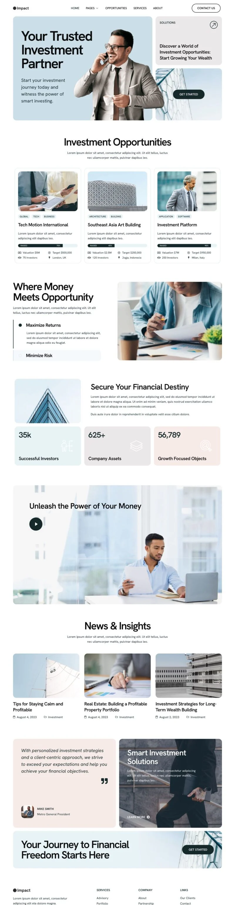 金融/投资 Elementor 模板首页预览