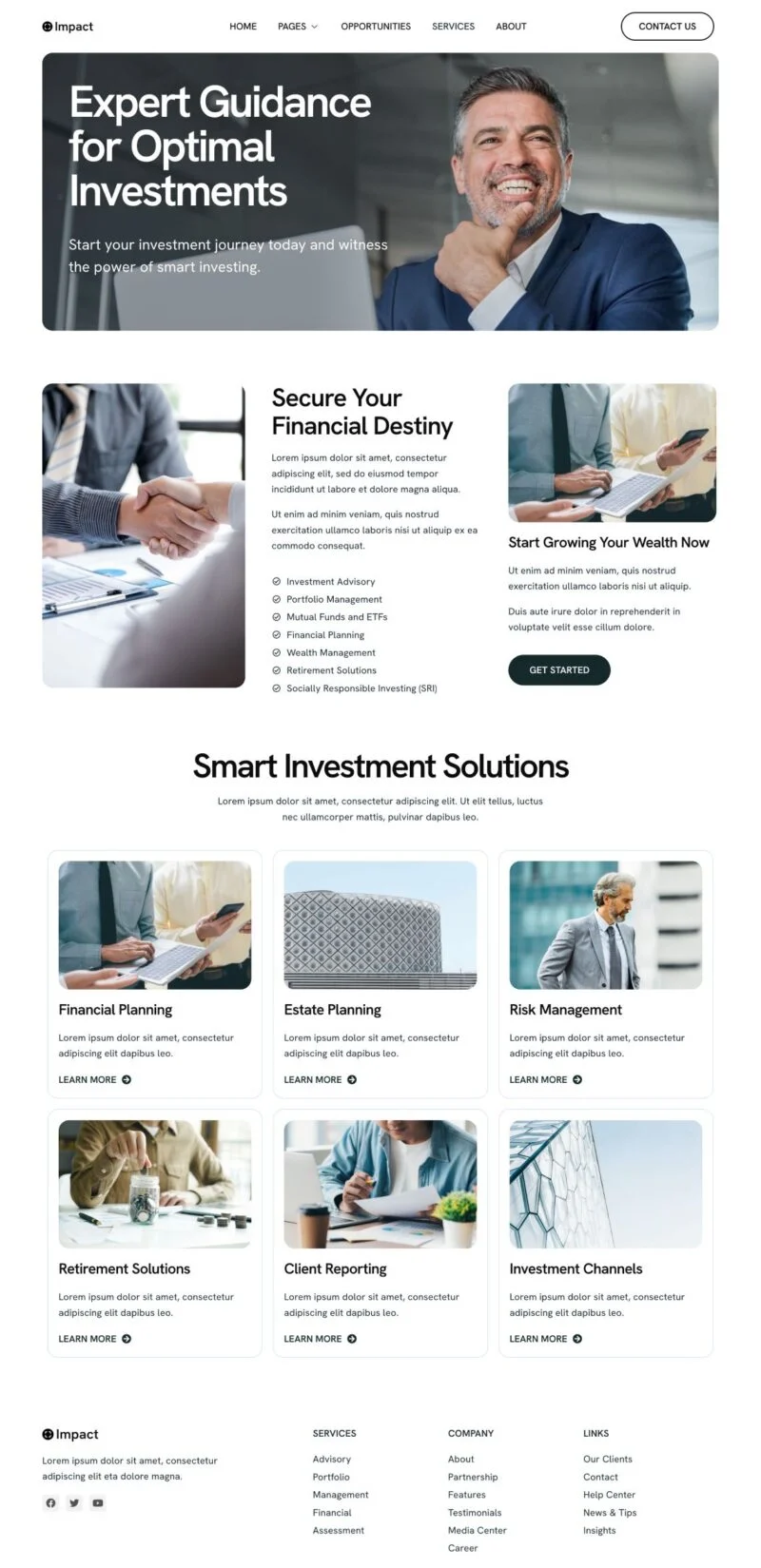 金融/投资 Elementor 模板服务页面预览
