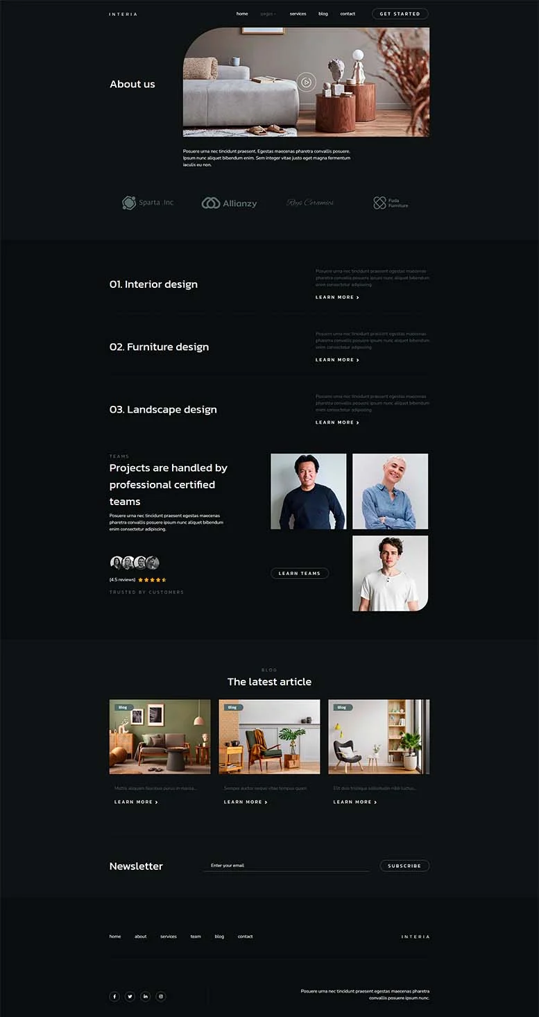 艺术/设计 Elementor 模板关于我们预览