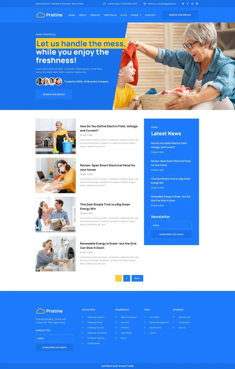 住宅保洁服务Elementor网站模板_一键导入快速建站插图7-WP资源海 保洁 Elementor 模板新闻资讯预览
