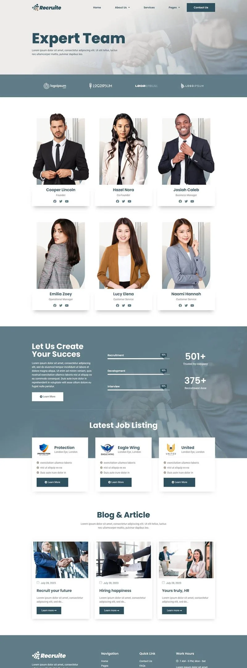 企业 Elementor 模板团队页面预览