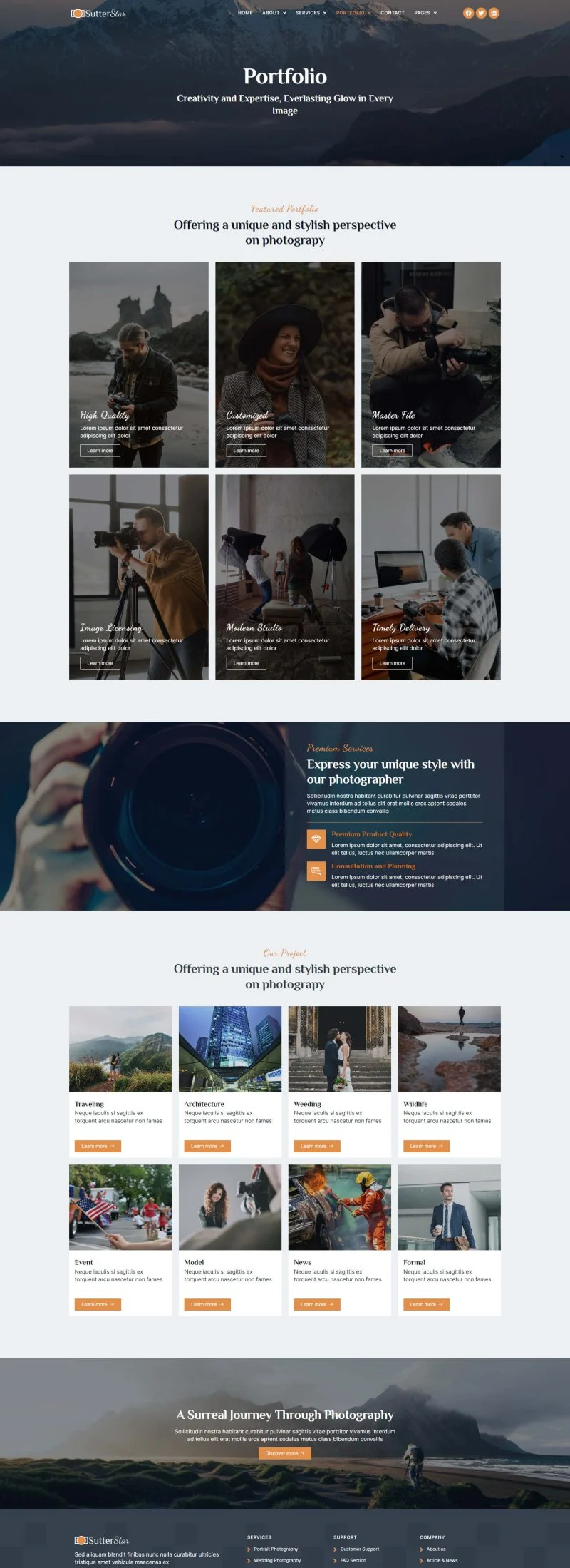 摄影机构作品集Elementor网站模板_一键导入快速建站插图2-WP资源海 摄影 Elementor 模板案例页面预览