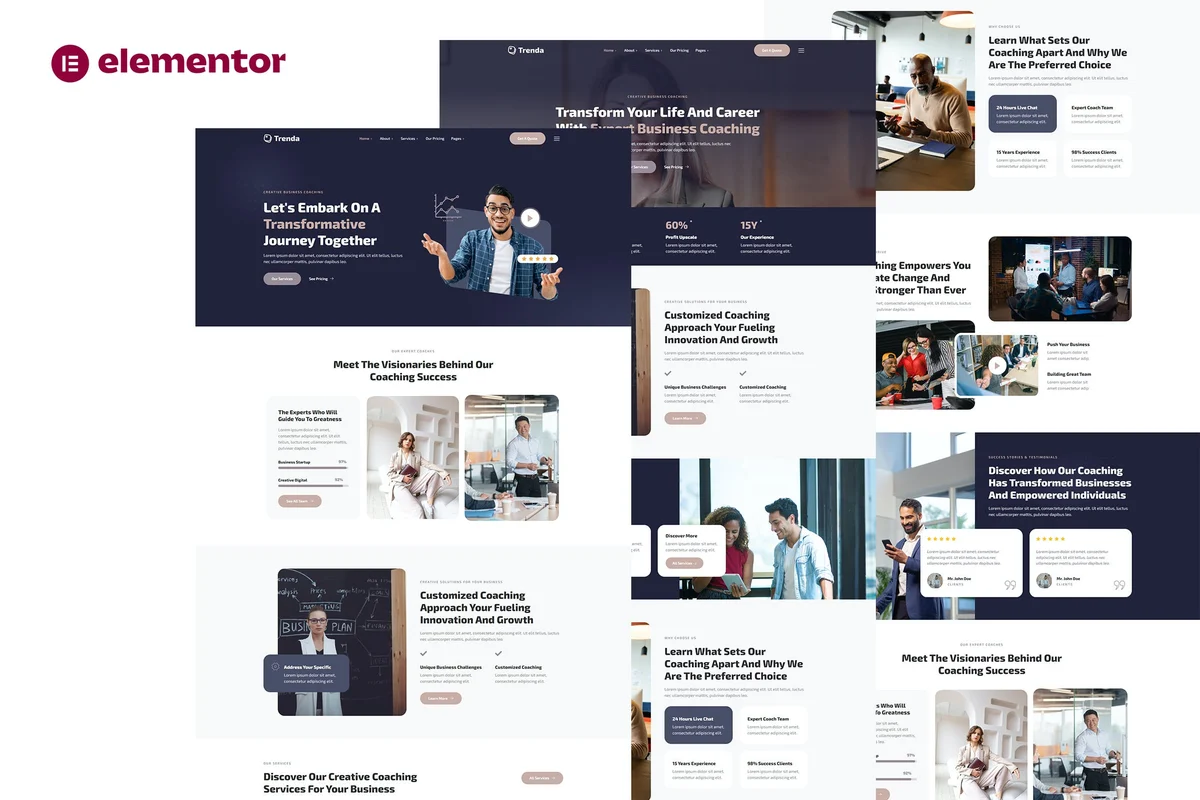 创意商业教练Elementor网站模板_一键导入快速建站插图-WP资源海 服务/咨询 Elementor 网站模板封面