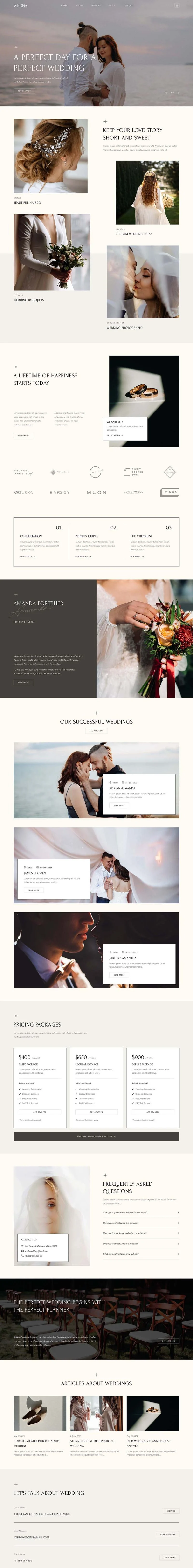婚礼/婚庆 Elementor 模板首页预览