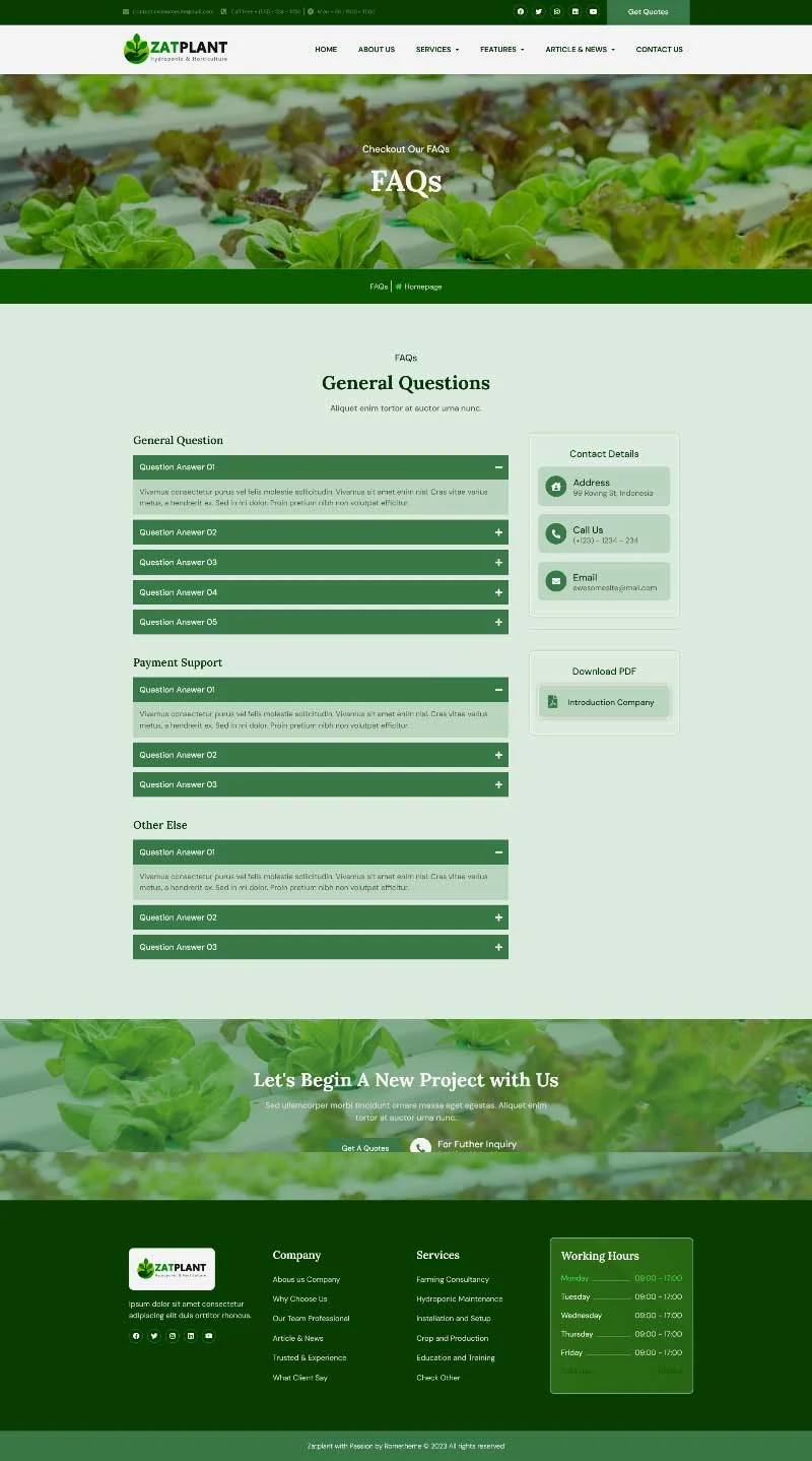 水培园艺Elementor网站模板_一键导入快速建站插图7-WP资源海 💐花卉/绿植 Elementor 模板常见问题预览
