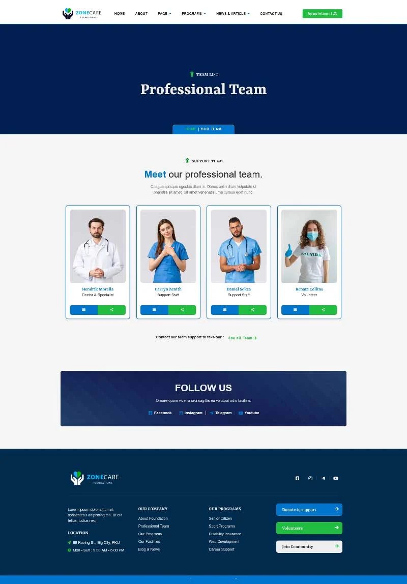 组织/机构 Elementor 模板团队页面预览