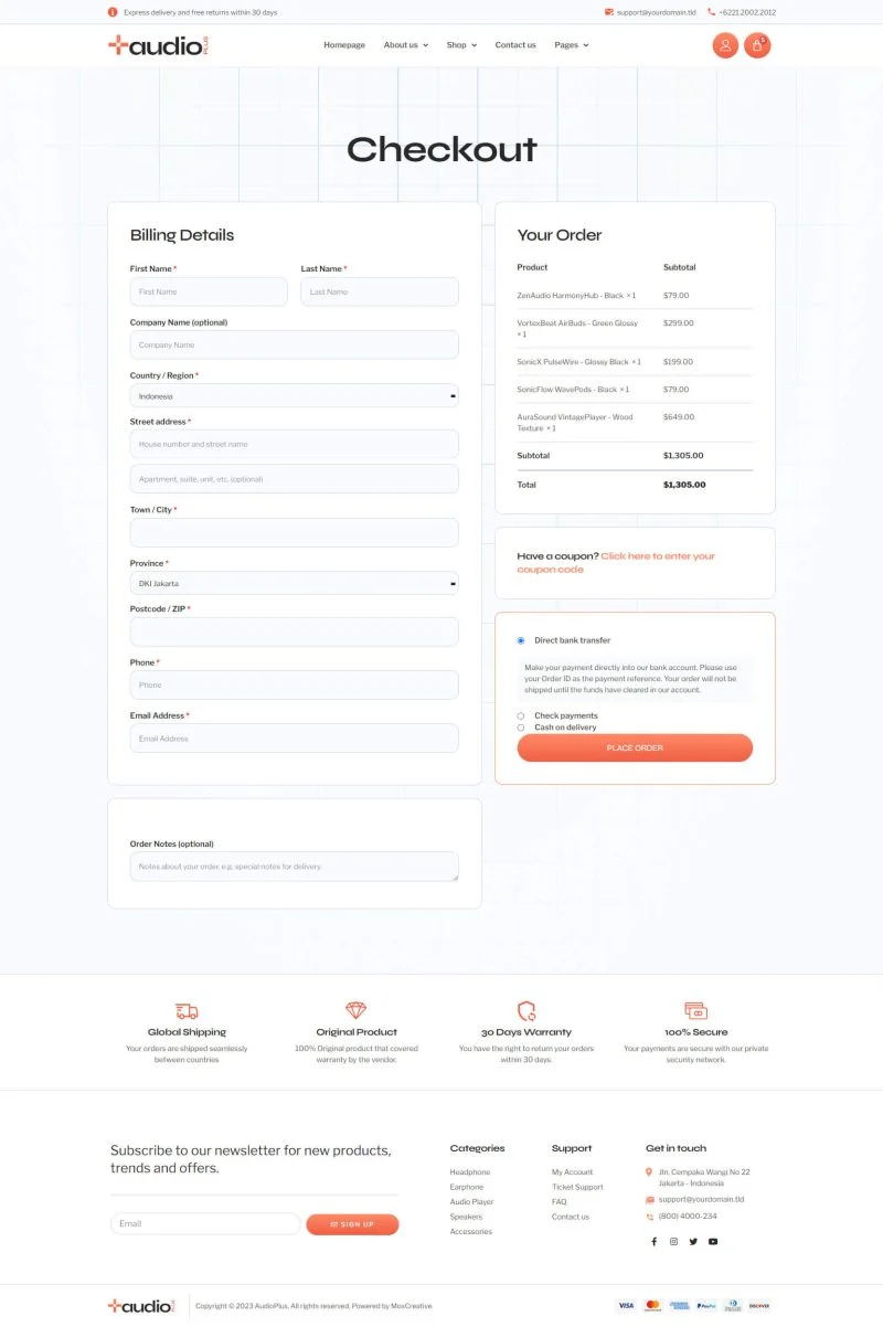 电商 Elementor 模板结账页面预览