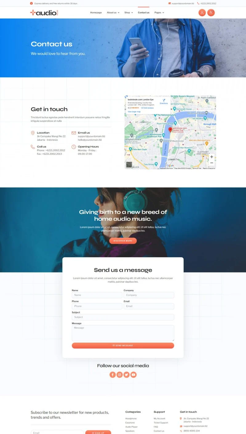 电商 Elementor 模板联系页面预览