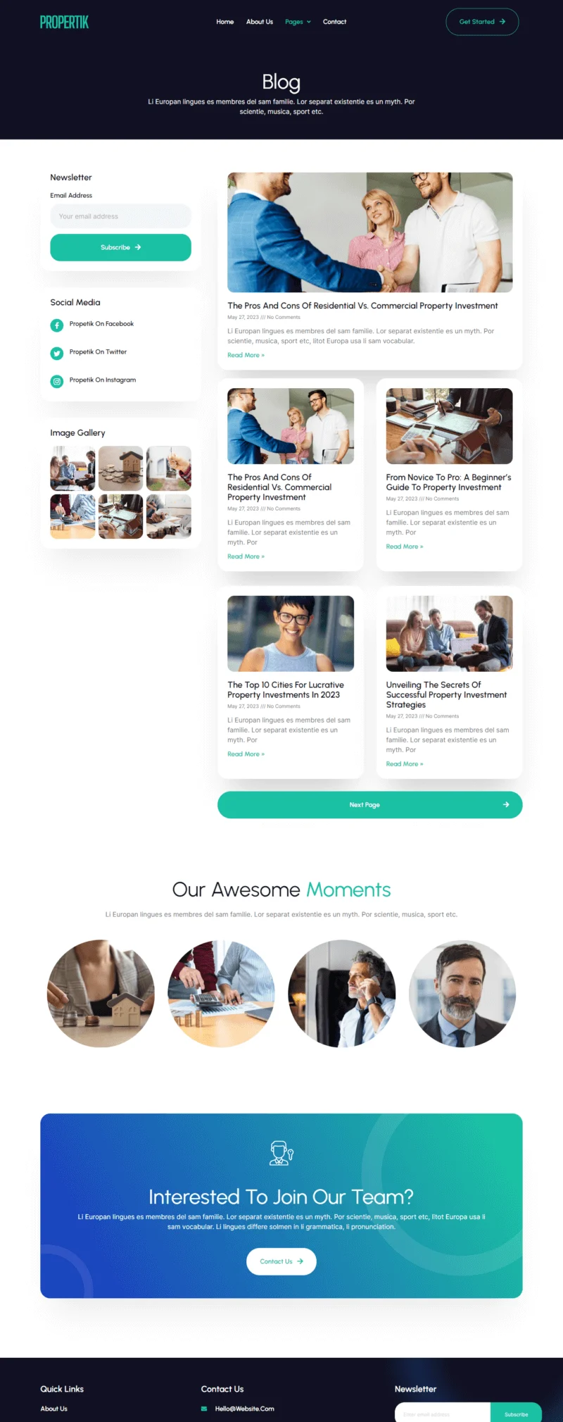 建筑/地产 Elementor 模板博客页面预览