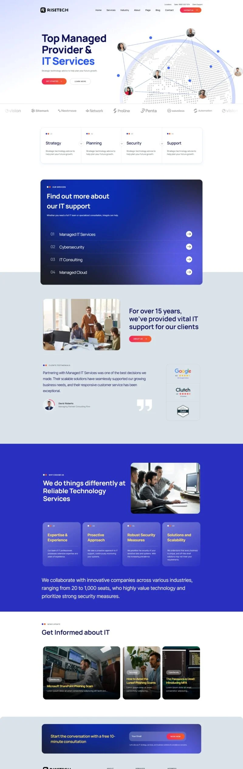 托管IT服务Elementor网站模板_一键导入快速建站插图1-WP资源海 IT互联网 Elementor 模板首页预览