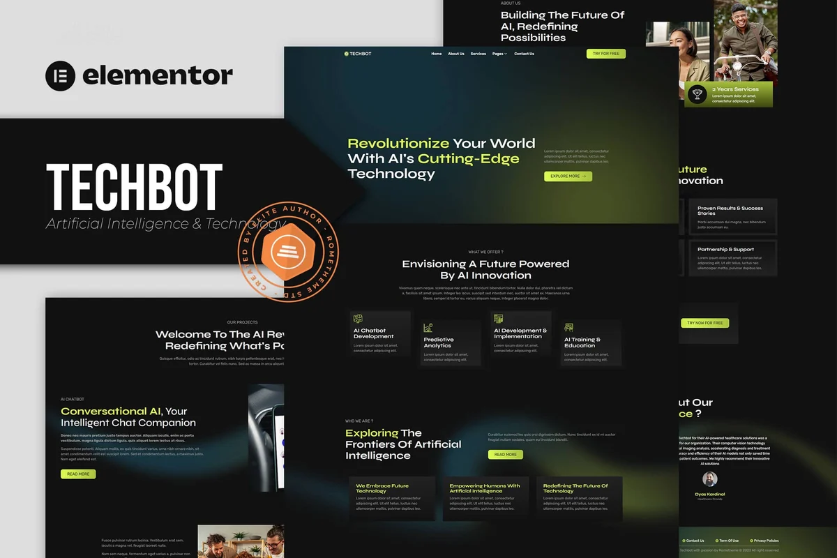 人工智能技术服务Elementor网站模板_一键导入快速建站插图-WP资源海 AI Elementor 网站模板封面