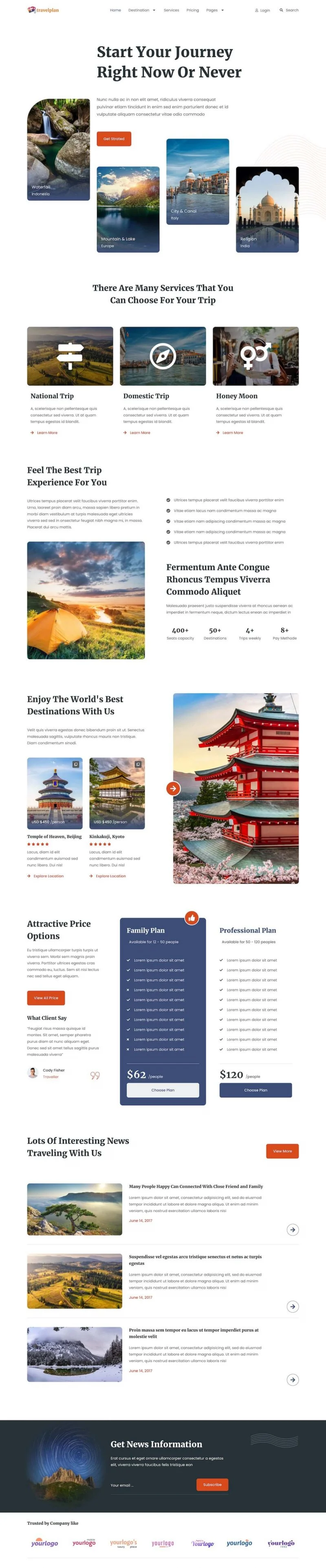 户外/旅行 Elementor 模板首页预览