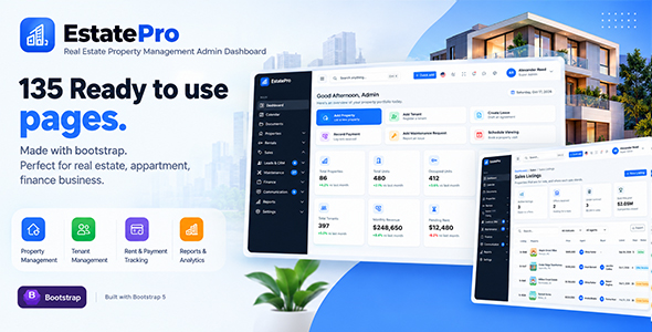 EstatePro 物业管理后台 HTML 模板