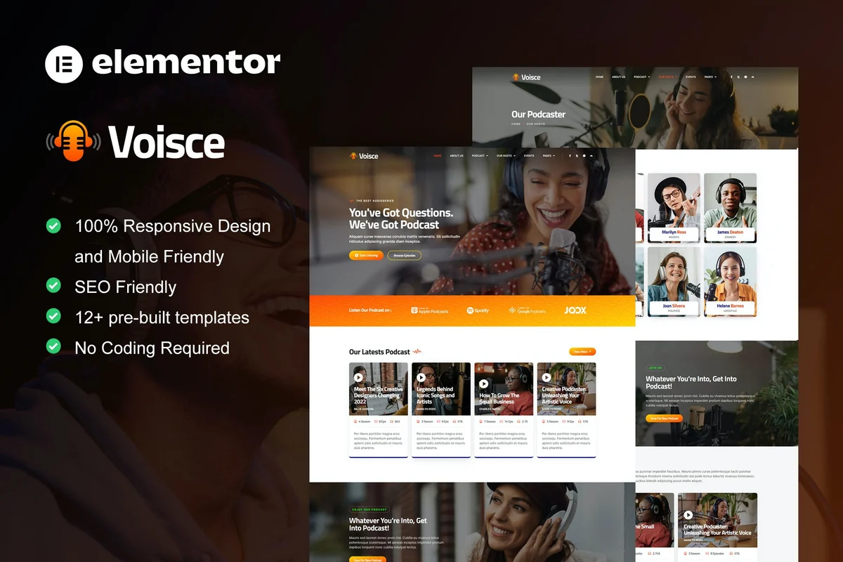 播客与音乐流媒体Elementor网站模板_一键导入快速建站插图-WP资源海 多媒体 Elementor 网站模板封面