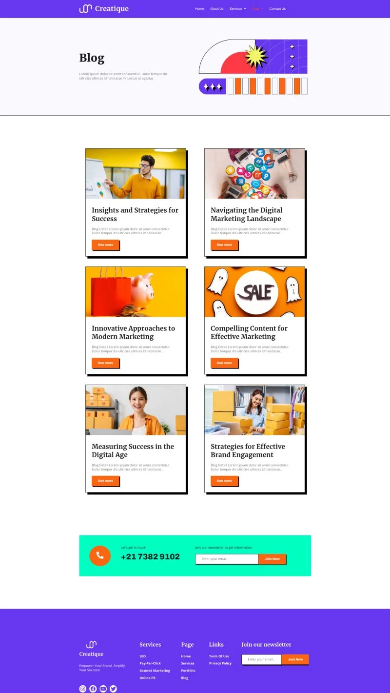 SEO与PPC营销机构Elementor网站模板_一键导入快速建站插图3-WP资源海 广告/营销 Elementor 模板博客页面预览