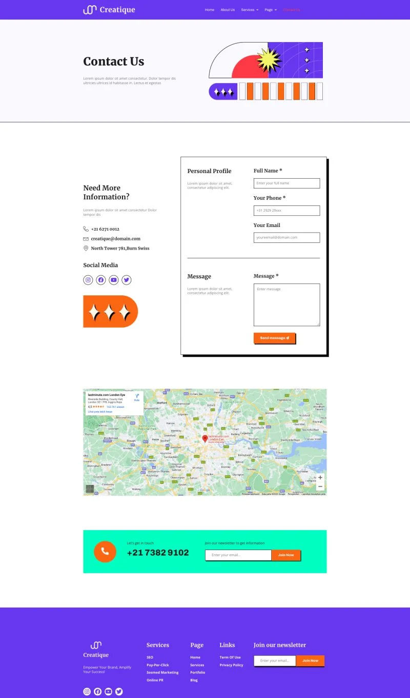 SEO与PPC营销机构Elementor网站模板_一键导入快速建站插图4-WP资源海 广告/营销 Elementor 模板联系页面预览