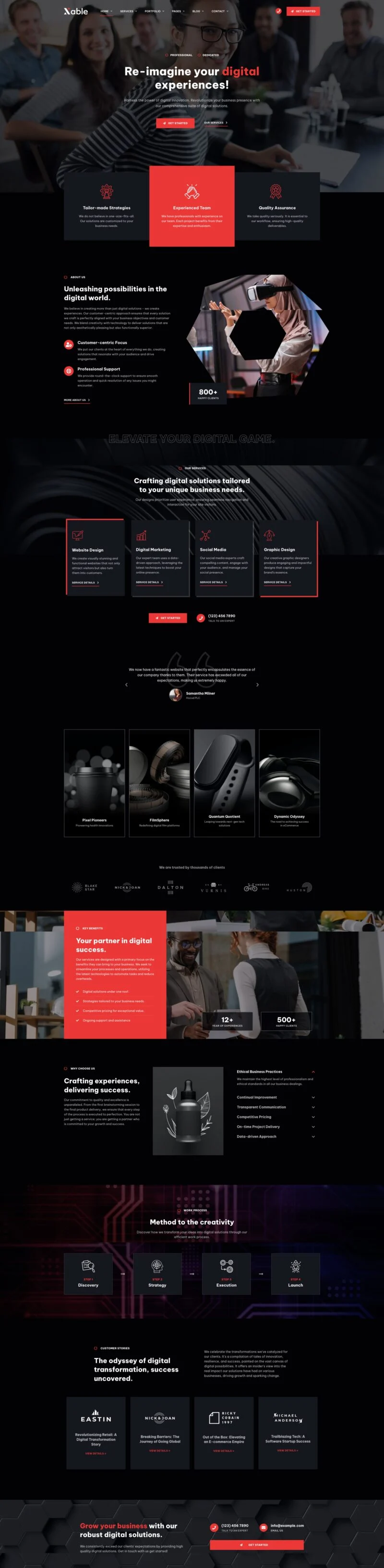 数字创意服务公司Elementor网站模板_一键导入快速建站插图1-WP资源海 广告/营销 Elementor 模板首页预览