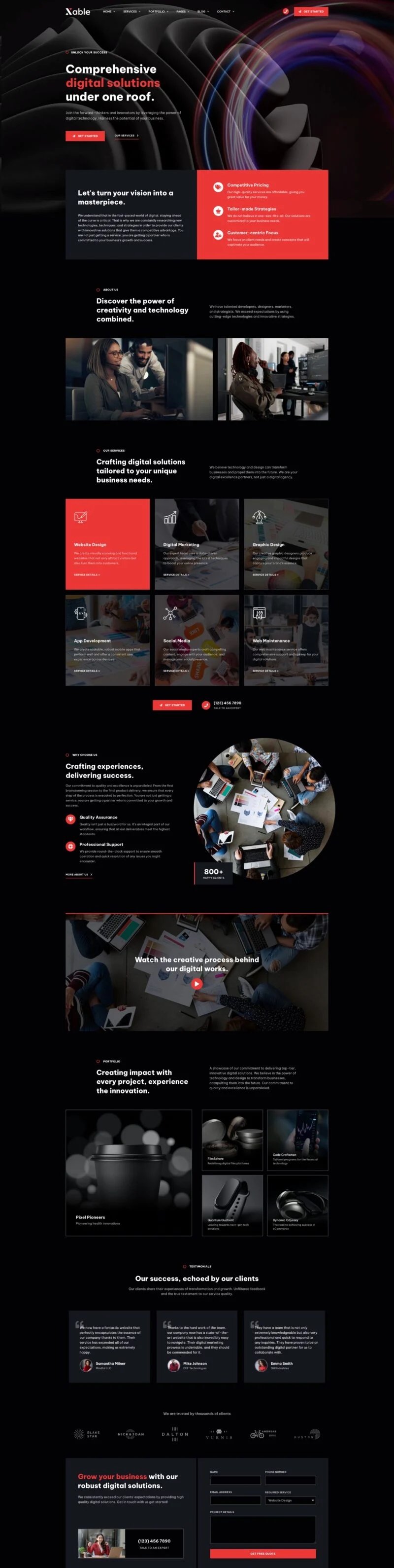 数字创意服务公司Elementor网站模板_一键导入快速建站插图2-WP资源海 广告/营销 Elementor 模板首页预览