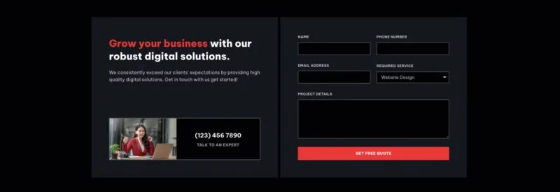 数字创意服务公司Elementor网站模板_一键导入快速建站插图7-WP资源海 广告/营销 Elementor 模板表单预览