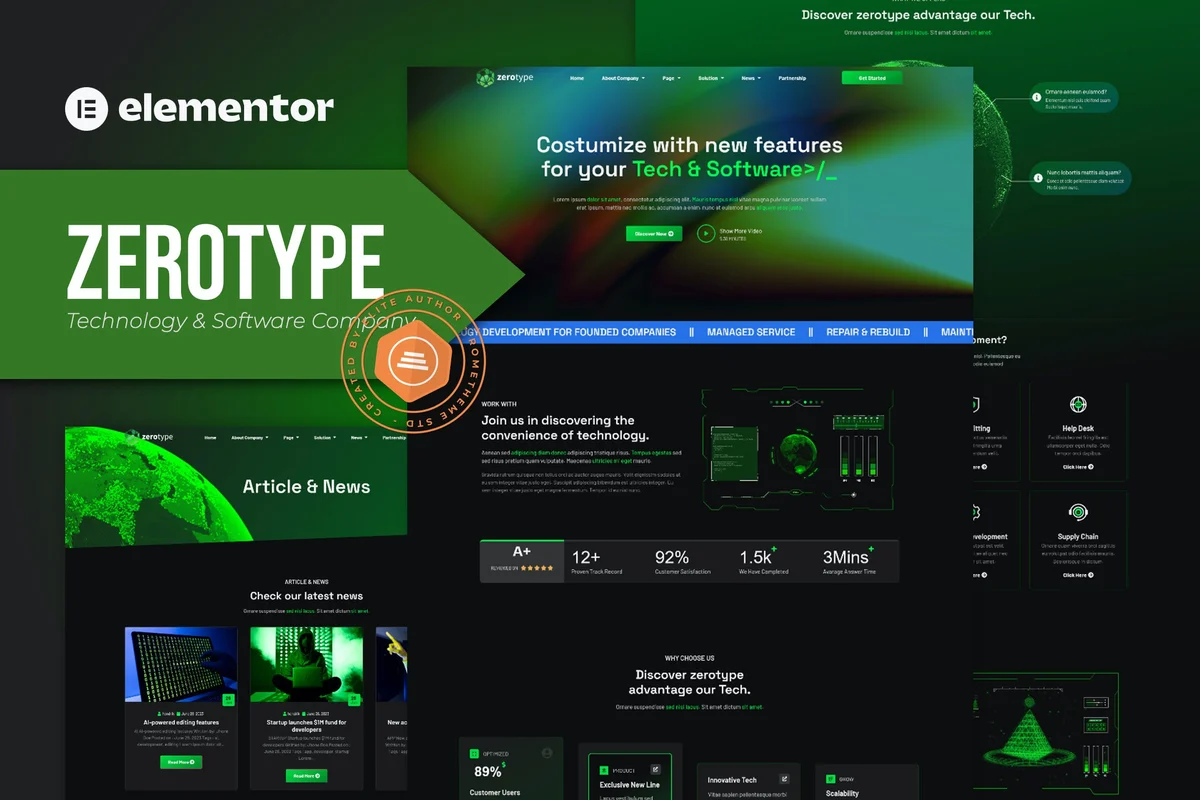 技术软件开发公司Elementor网站模板_一键导入快速建站插图-WP资源海 软件/开发 Elementor 网站模板封面