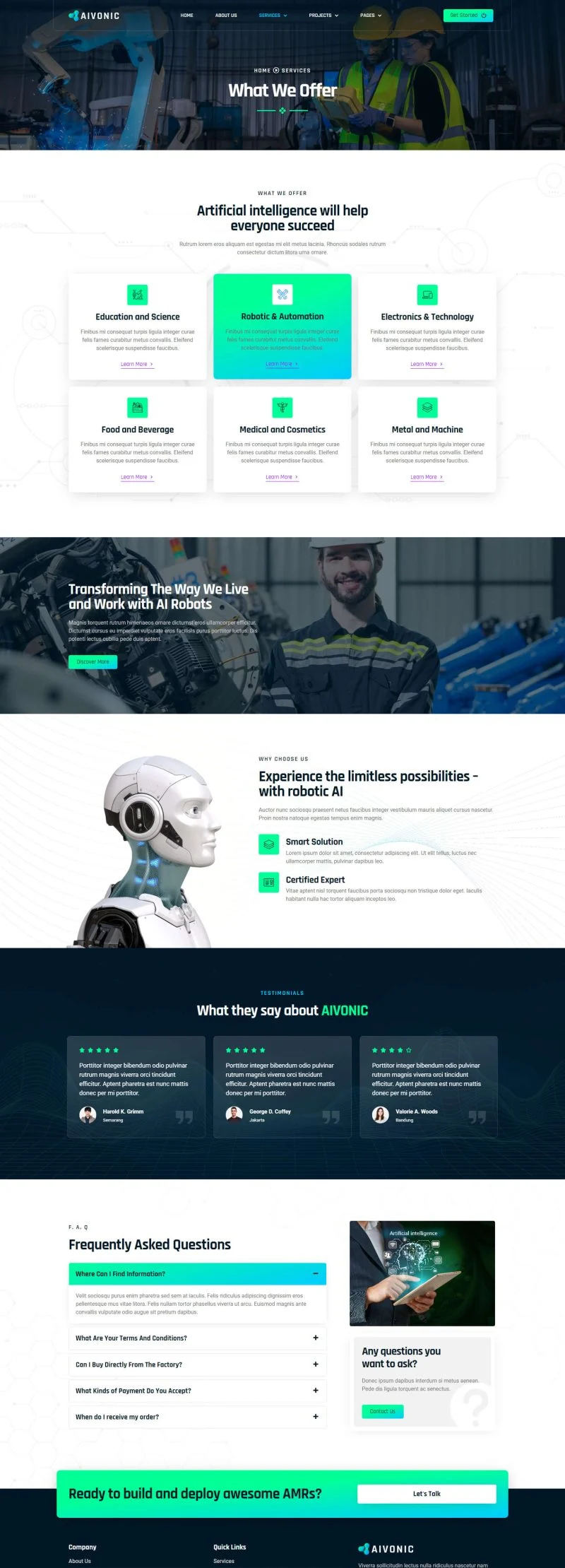 AI Elementor 模板服务页面预览