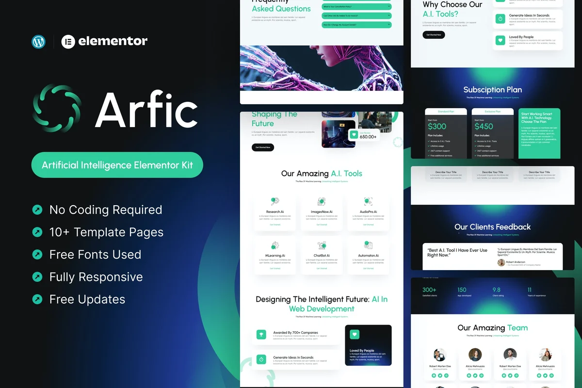 人工智能工具Elementor网站模板_一键导入快速建站插图-WP资源海 AI Elementor 网站模板封面