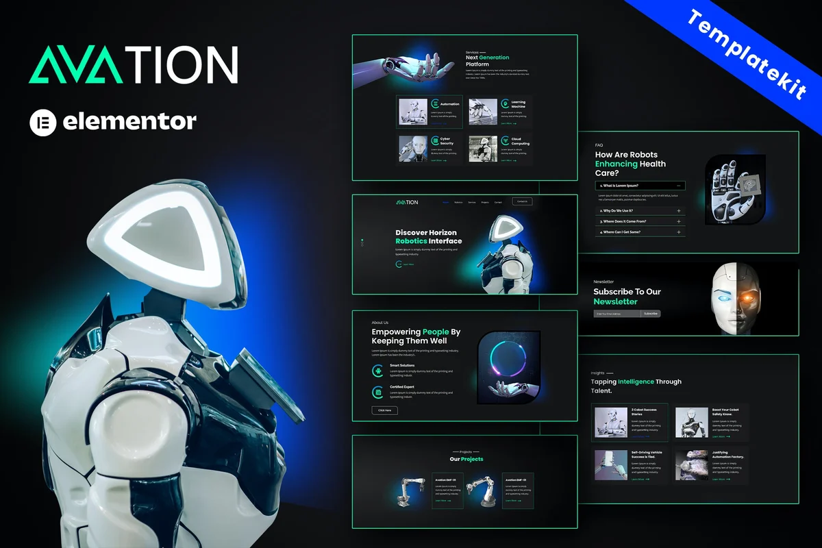 人工智能科技企业Elementor网站模板_一键导入快速建站插图-WP资源海 AI Elementor 网站模板封面