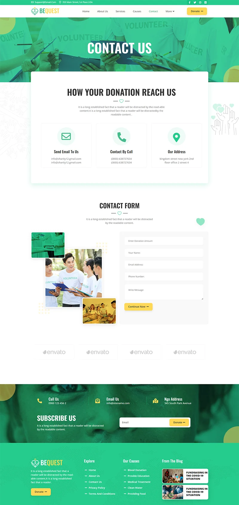 组织/机构 Elementor 模板联系页面预览