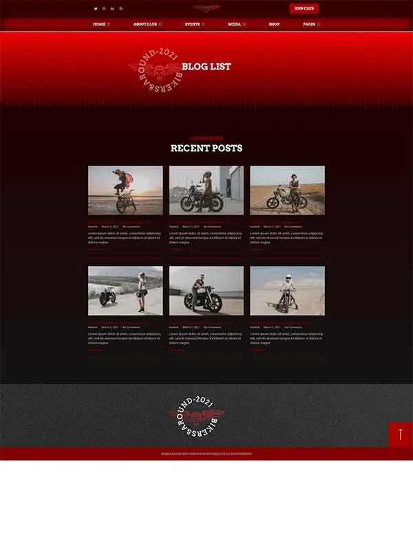 摩托车骑行俱乐部Elementor网站模板_一键导入快速建站插图7-WP资源海 交通工具 Elementor 模板博客页面预览
