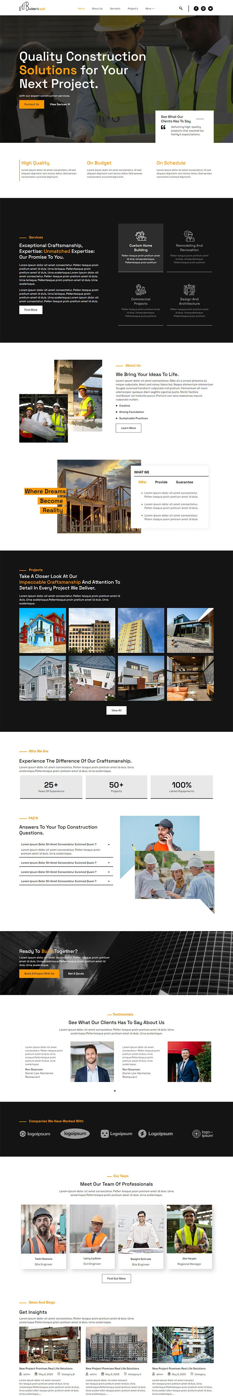建筑装修工程公司Elementor网站模板_一键导入快速建站插图1-WP资源海 建筑/地产 Elementor 模板首页预览