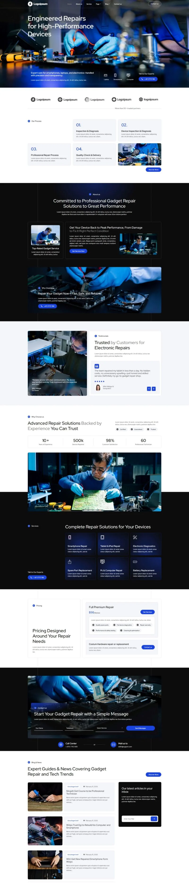 维修 Elementor 模板首页预览