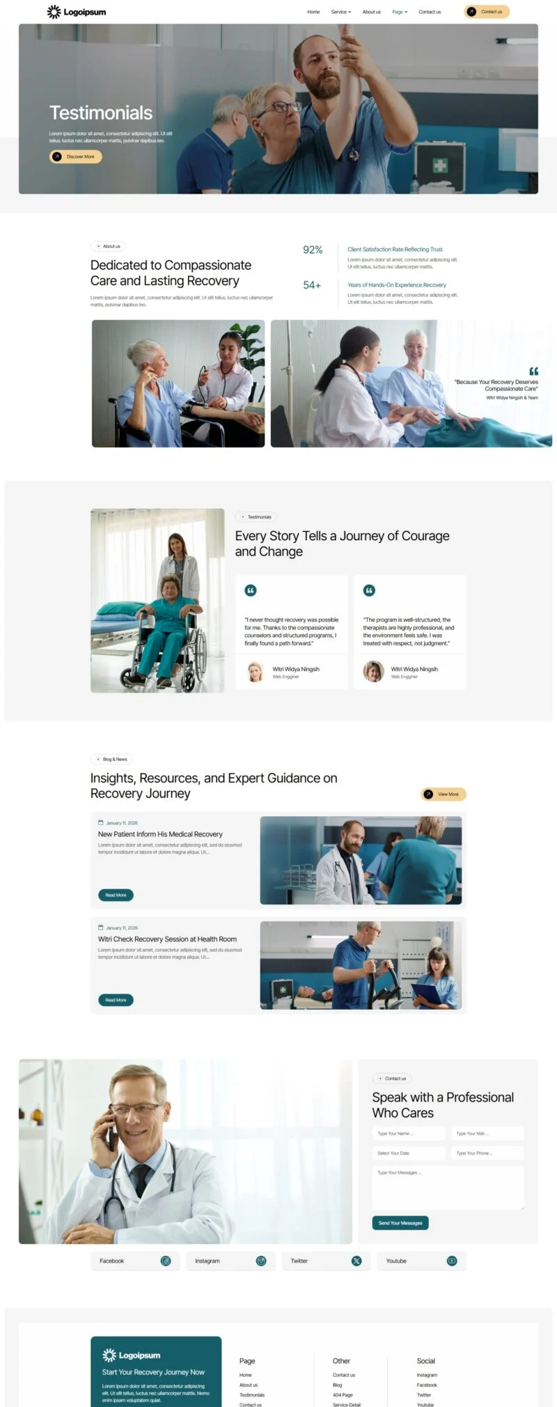 健康/医药 Elementor 模板客户评价预览