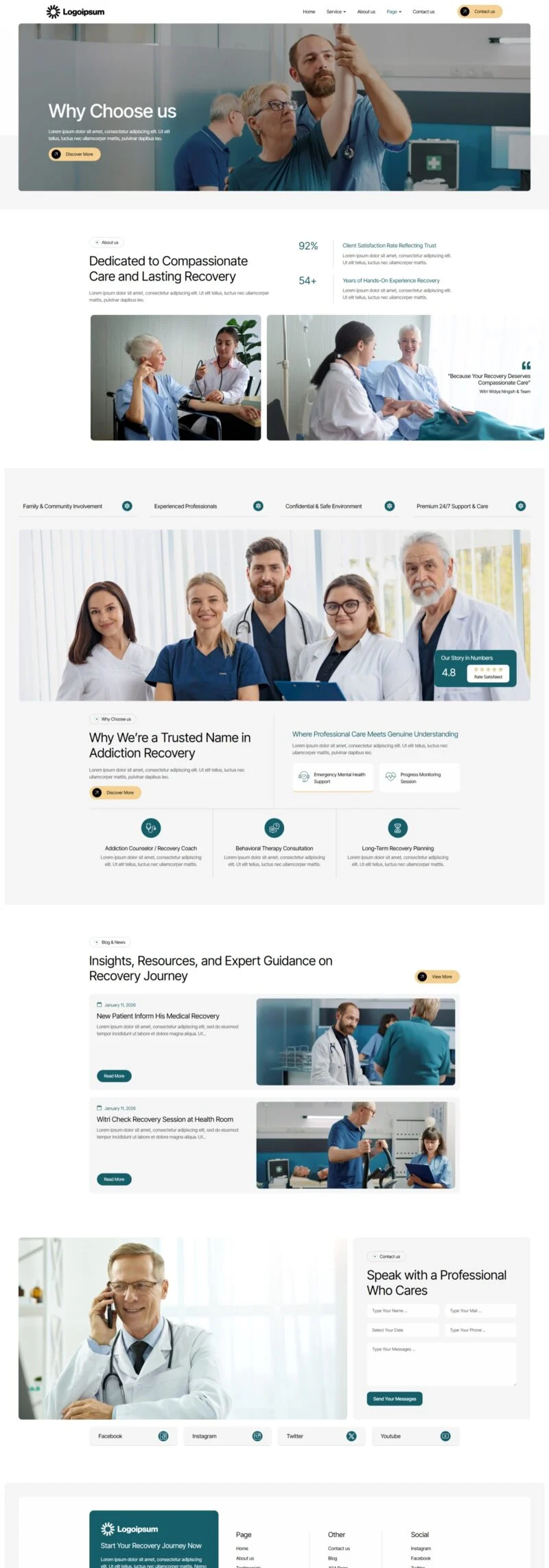 健康/医药 Elementor 模板品牌优势预览