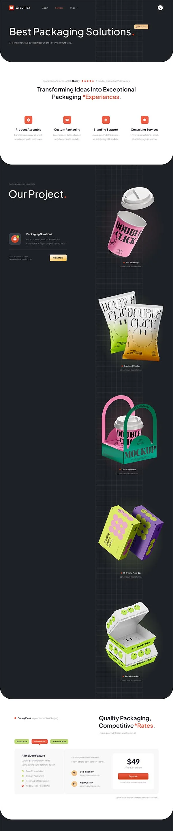 包装与品牌设计机构Elementor网站模板_一键导入快速建站插图4-WP资源海 广告/营销 Elementor 模板服务页面预览