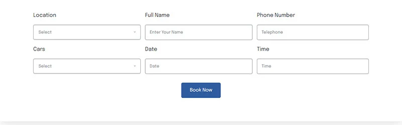 交通工具 Elementor 模板预约表单预览