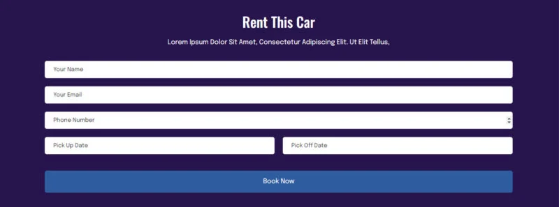 交通工具 Elementor 模板表单预览