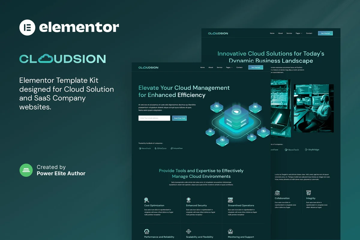云解决方案与 SaaS 公司Elementor网站模板_一键导入快速建站插图-WP资源海 IT互联网 Elementor 网站模板封面