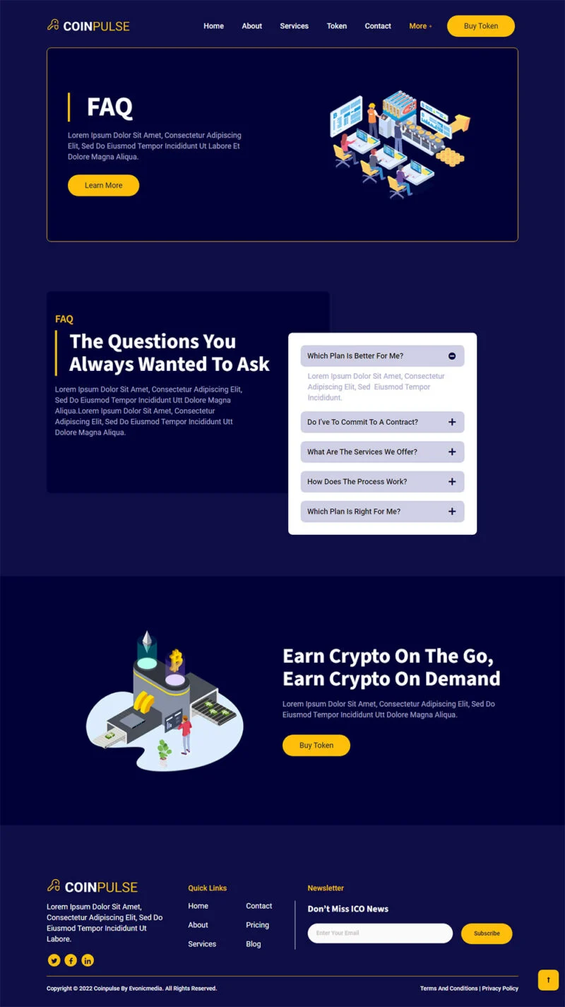 金融/投资 Elementor 模板常见问题预览