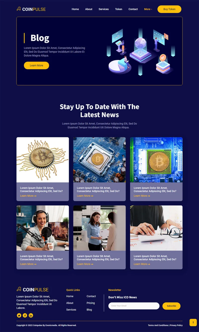 金融/投资 Elementor 模板博客页面预览