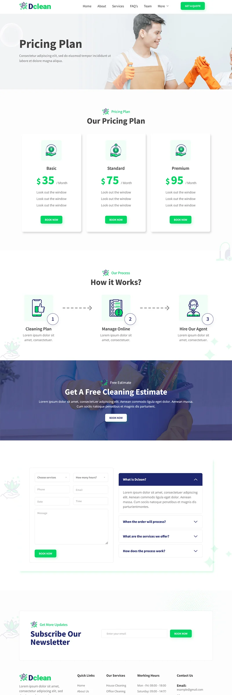 住宅保洁Elementor网站模板_一键导入快速建站插图4-WP资源海 保洁 Elementor 模板价格页面预览