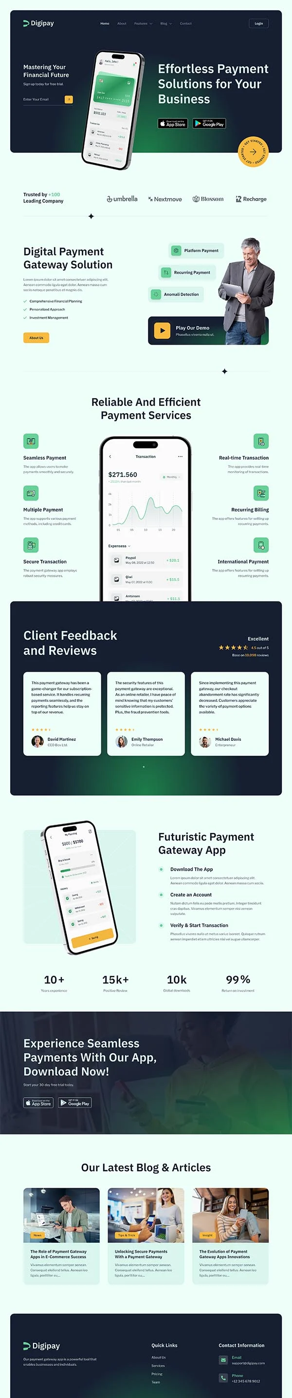 金融/投资 Elementor 模板首页预览