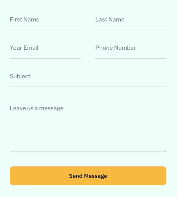 金融/投资 Elementor 模板联系表单预览