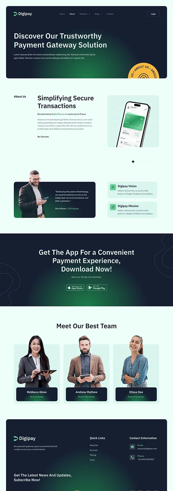 金融/投资 Elementor 模板关于我们预览