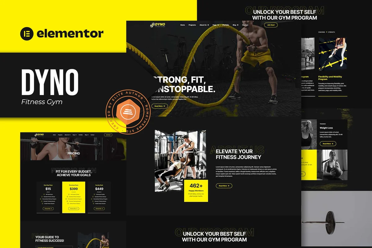 健身房Elementor网站模板_一键导入快速建站插图-WP资源海 运动/健身 Elementor 网站模板封面
