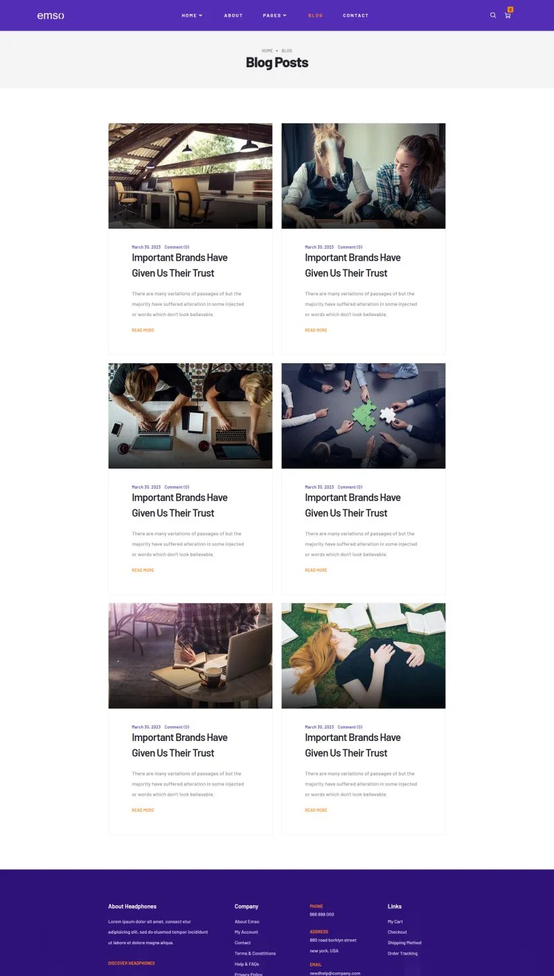 耳机产品电商Elementor网站模板_一键导入快速建站插图7-WP资源海 科技/数码 Elementor 模板博客页面预览