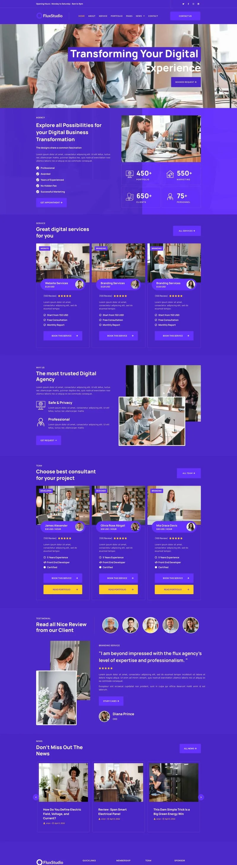 广告/营销 Elementor 模板首页预览