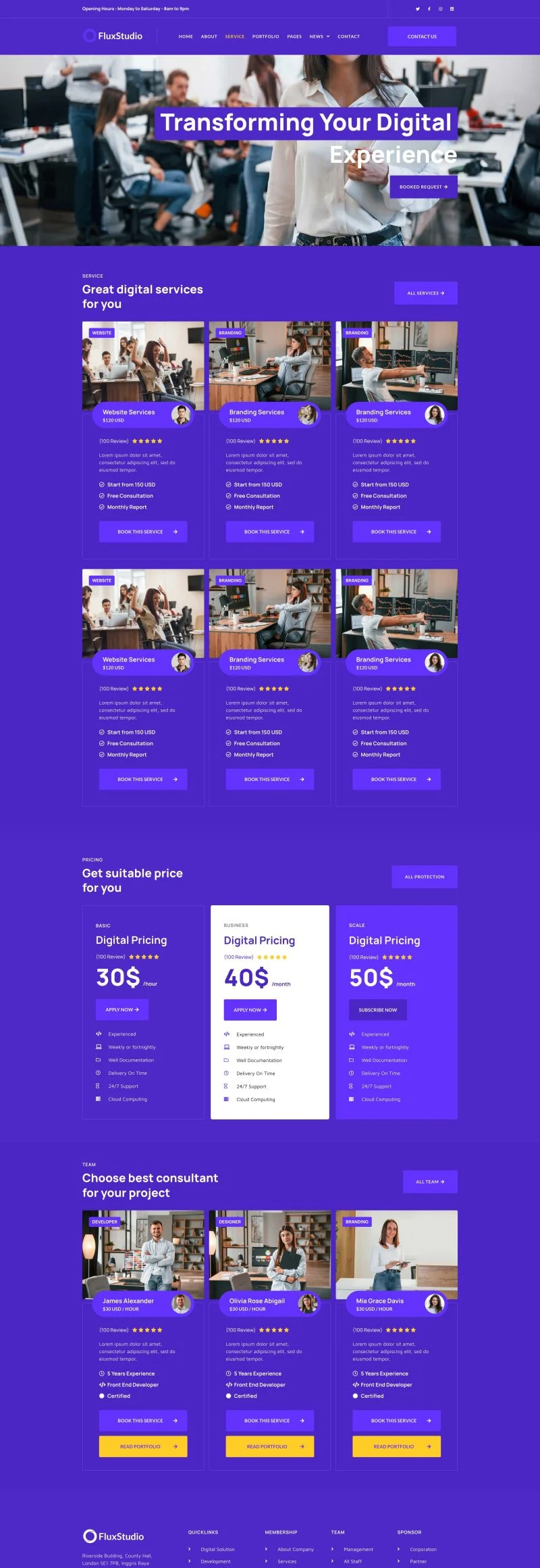 广告/营销 Elementor 模板服务页面预览